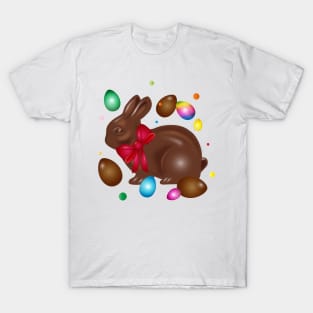 delicious chocolate Easter bunny with chocolate eggs T-Shirt